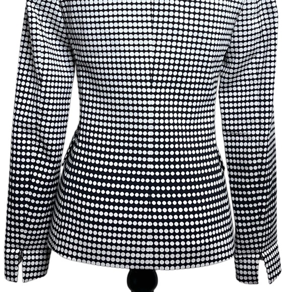 Akris Punto Black & White Sz 4 Office Career Polka Dot Blazer - Picture 7 of 16